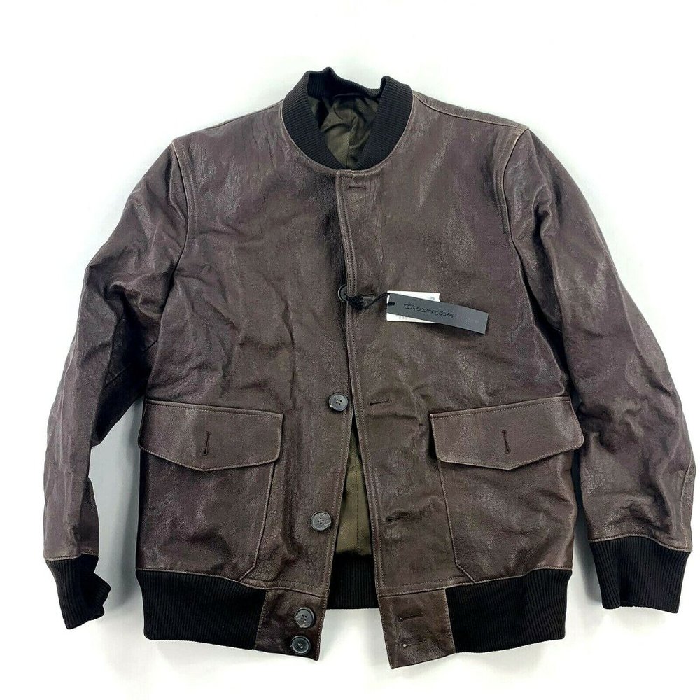 Dylan Gray Brown Leather Baseball Bomber Jacket
